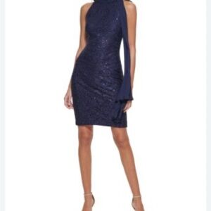 Vince Camuto Blue Halter Sheath Mini Dress